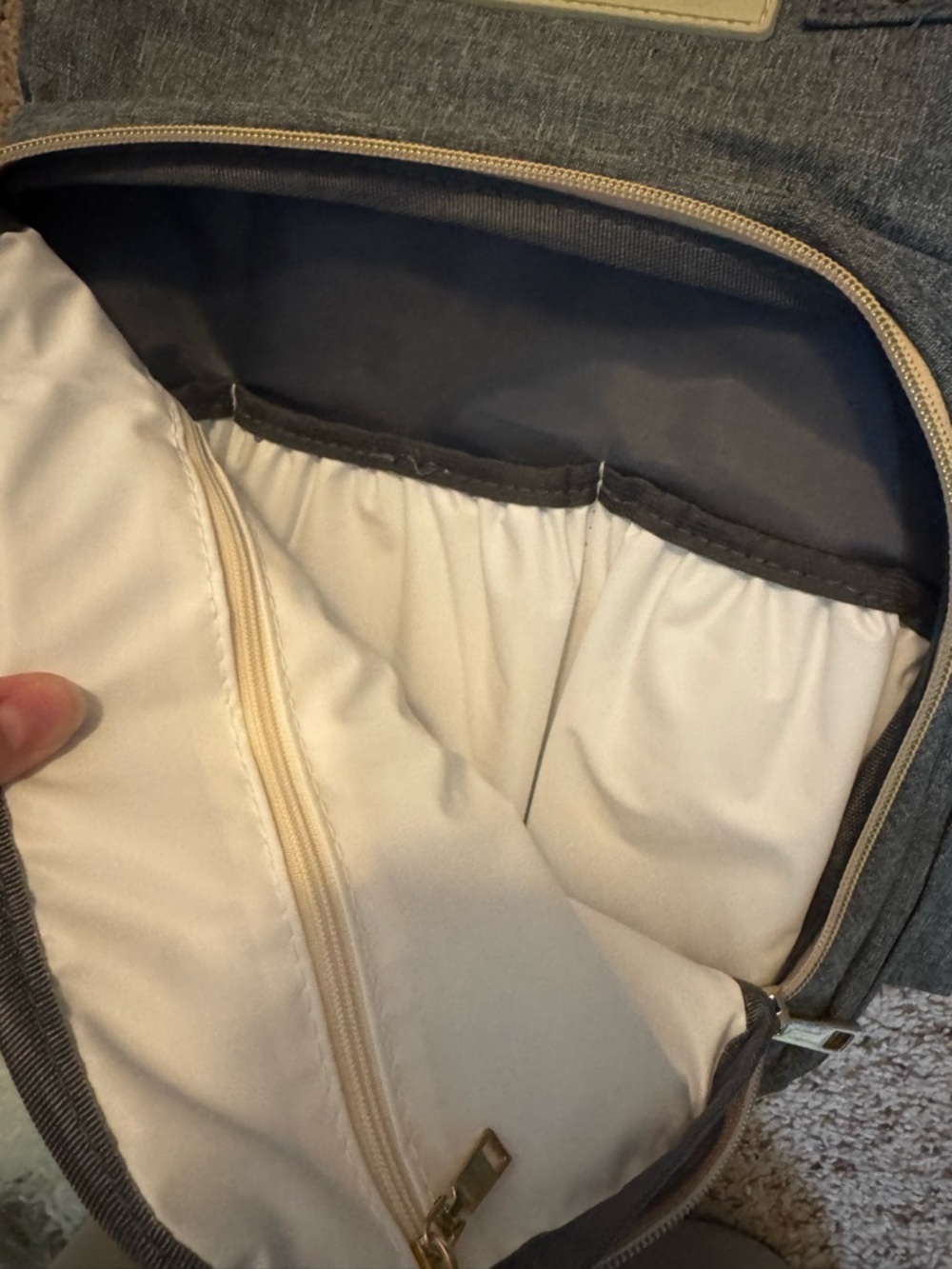 Gray Denim-Style Diaper Backpack - Picture 2 of 12